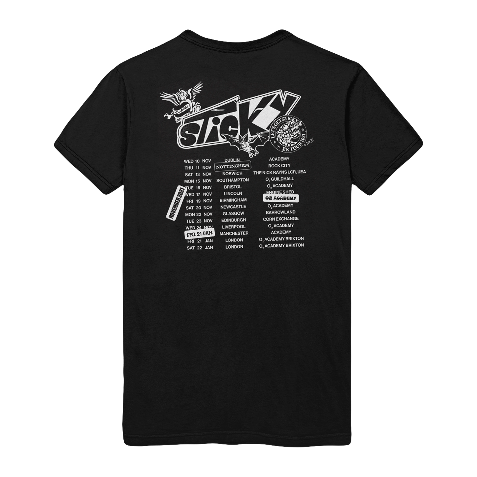 Sticky UK '21 Tour Black T-shirt – Frank Carter & The Rattlesnakes